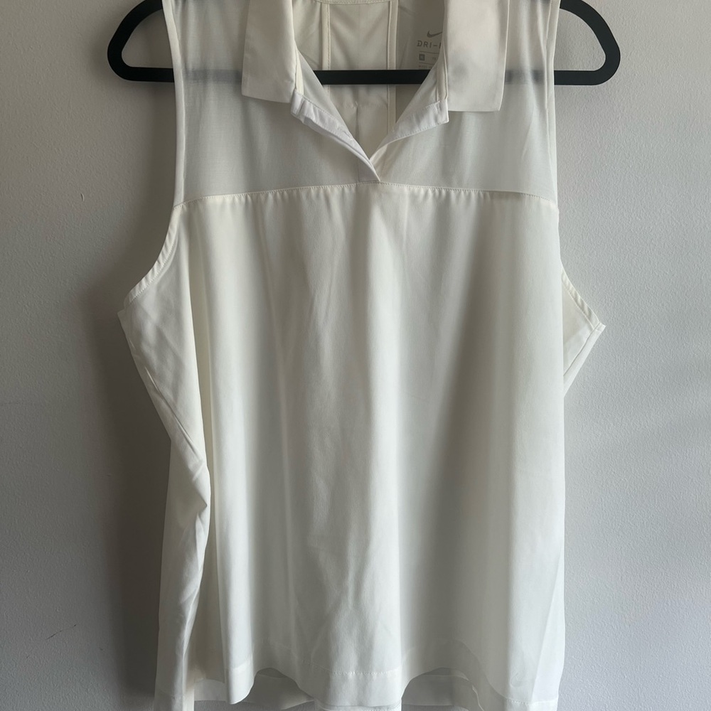 Nike White Sleeveless Blouse Dri Fit Sz XL